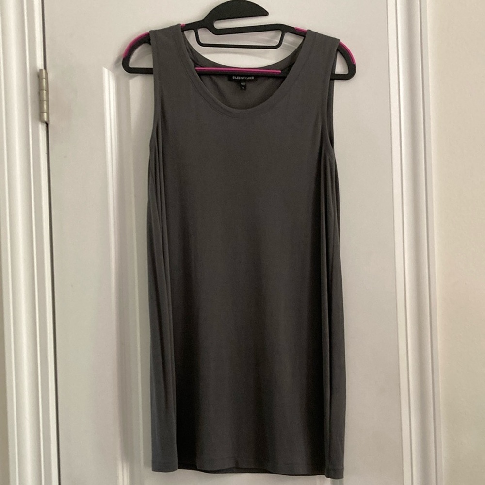 Eileen Fisher Gray Silk Jersey Tunic Tank XS
